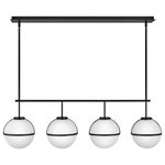 Hinkley Lighting - Hinkley Lighting Hollis 4 Light 42" LED Linear Light, Black - The distinctive vintage globe design of Hollis invokes a mid-century mood; yet its clean lines and sophisticated silhouette provide versatility for a variety of decors."The extra-large semi flush provides superior lighting for rooms with lower ceilings. Etched opal glass globes shine against a Heritage Brass or a Black finish.
