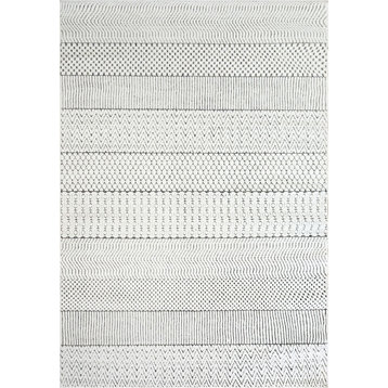 Dynamic Rugs Lotus 8140 Striped Rug, Ivory and Gray, 5'0"x7'0"