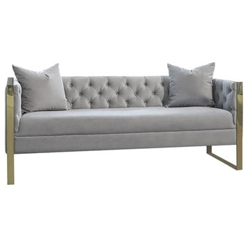Sofa with U-Shape Metal Base, Gray