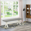 X-Style 15X60 In Dining Bench With Wirebrushed Linen White Leg And Cement Top