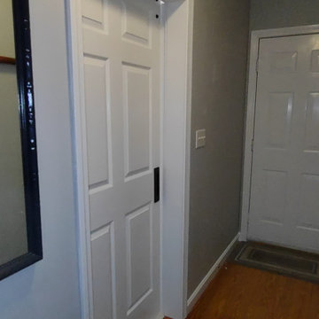 Installed soft close barn door wide enough for a wheel chair