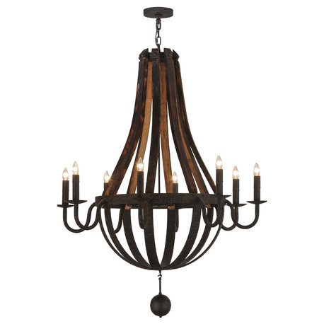 45W Barrel Stave Madera 8 LT Chandelier