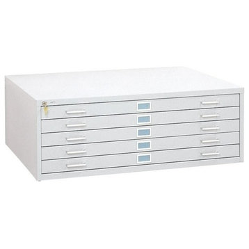 Safco 5 Drawer Flat Files Metal Cabinet for 36" x 48" Documents in White