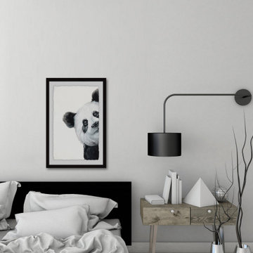 "Peekaboo Panda" Framed Painting Print