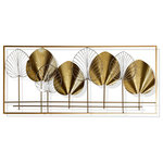 StyleCraft - Gold Leaflets 3D Metal Wall Sculpture 41"Wx18"H3"D - Made from durable iron, the StyleCraft 3D Metal Gold Leaflets Wall Sculpture is a unique art sculpture that can be placed in your entryway, living room, or dining room. This sculpture features a leaf design with a gold and silver finish. The design gives the piece a three dimensional look and is sure to stand out in your home.