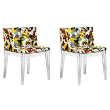 Modern Color Floral Accent Chair, Set of 2