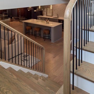 Project #153 | Sophisticated Red Oak Stair with Metal Balusters