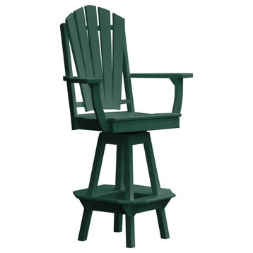 Poly Lumber Adirondack Swivel Bar Chair with Arms, Turf Green
