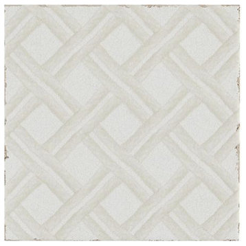 Annie Selke Lattice With White and Cream Ceramic Wall Tile 6 x 6 in.