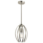 Kichler - Tao Pendant 1-Light in Brushed Nickel - The Tao collection 1-light pendant comes in a Brushed Nickel finish. The collections Asian influence takes many forms, from balanced cage-like structures to rectangular lantern-inspired glass. The result is a look that’s pure and peaceful, with a nod towa  This light requires 1 , 75W Watt Bulbs (Not Included) UL Certified.
