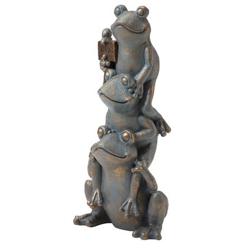 28.25"H Bronze MGO Stacked Frog Statue