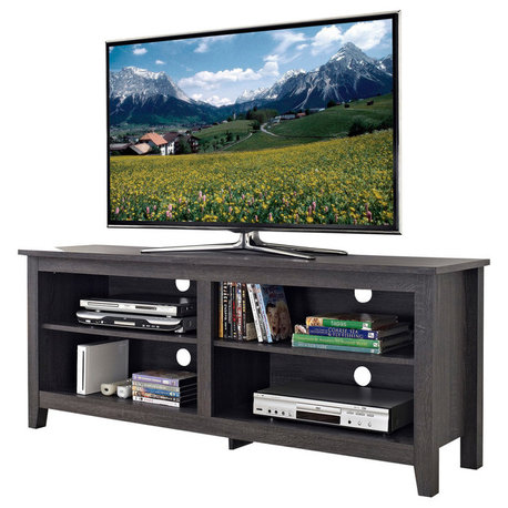 58" Wood TV Stand Console, Charcoal