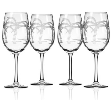 Palm Tree White Wine Glass, 12 oz, Set of 4
