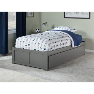 Concord Twin Extra Long Bed With Footboard and Twin Extra Long Trundle, Gray