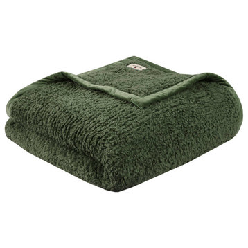 Woolrich Burlington Berber Blanket, Green, Full/Queen
