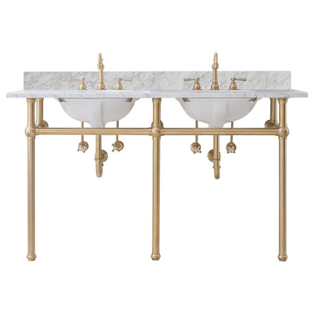 Embassy 60" Wide Double Wash Stand, P-Trap, Countertop With Basin
