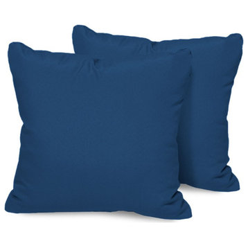 TK Classics 16" Square Outdoor Throw Pillow in Navy (Set of 2)