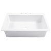 Jackson Crisp White Fireclay 33" Single Bowl Drop-In Kitchen Sink with 3 Holes