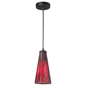 12 Inch 9.5W 1 LED Mini Pendant-Inferno Red Glass Color-Incandescent Lamping