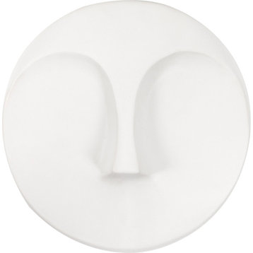 Howard Elliott Matte White Round Face Wall Sculpture