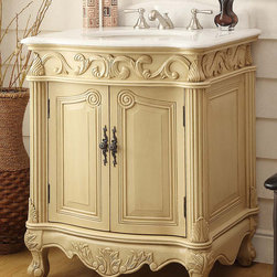 Adelina 27 inch Antique Bathroom Vanity Light Beige Finish - Bathroom Vanities And Sink Consoles
