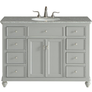 Vanity Cabinet Sink Brushed Steel Gray Solid Wood 2 -Door 8 -D