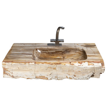 Vanity 36" Width-Straight Front, Petrified Wood-#01, Stone Sink Only