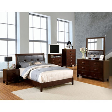 Bowery Hill Wood 2-Piece Dresser and Mirror Set in Brown Cherry