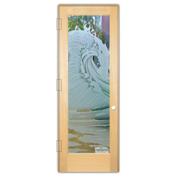 Interior Prehung Door or Interior Slab Door - Curl - Maple - 30" x 84" -...
