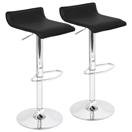 LumiSource Ale Barstool, Black With Chrome Footrest, Set Of 2