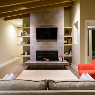 Home theater - transitional home theater idea in Jacksonville