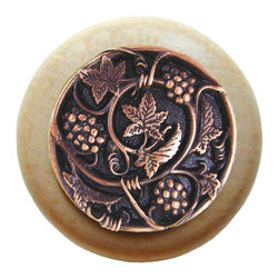 Inviting Home Inc. - Grapevine Natural Wood Knob, Clear Finish With Antique-Style Copper - Cabinet And Drawer Knobs