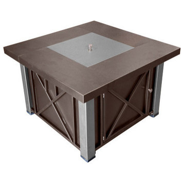 Fire Pit, Decorative Bronze and Stainless Steel with Lid