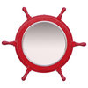 Pirate Ship Steering Wheel Mirror, Red Wood and Chrome