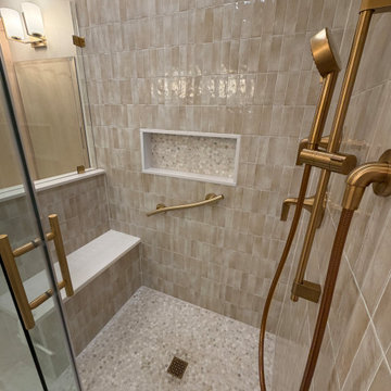 Warm Transitional Master Bathroom