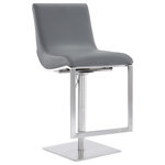 Armen Living - Victory Contemporary Swivel Barstool in Brushed Stainless Steel - Ultra modern Victory barstool will be a great addition to your bar furniture. This barstool features a brushed stainless steel finish, grey faux leather seat, modern design and adjustable height. Modern design is an inspiration of stability, structure and splendor. Stable chair base and steel construction makes this barstool steady and comfortable. It takes a brilliant design to support such an elegant barstool, which entails a perfect sense of balance and functionality. The Victory barstool can transform your bar area into an ultra modern inviting corner.