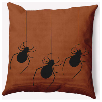 20" x 20" Hanging Spiders Indoor/Outdoor Polyester Throw Pillow, Sienna