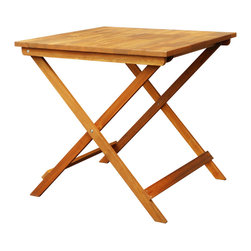 Interbuild Sydney Solid Wood Folding Patio Table, 75x75x73 cm, Golden Teak - Patio Furniture And Outdoor Furniture