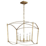 Visual Comfort Studio Collection - Thayer Wide Lantern, Antique Gild - The Feiss Thayer five light single tier chandelier in antique gild provides abundant light to your home, while adding style and interest. Sophisticated and sleek, the Thayer Collection is a refreshing interpretation of a traditional four-sided lantern softened with graceful curved lines. Thayer is available in three stunning finishes: our New Antique Guild finish, industrial-inspired Smith Steel or Polished Nickel .