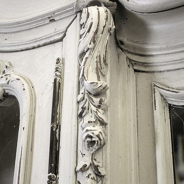 20th Century Louis XV Style Carved French Armoire Painted Antique White