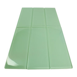 3x9 Green Subway Glass Tiles - Home Accessories & Decor