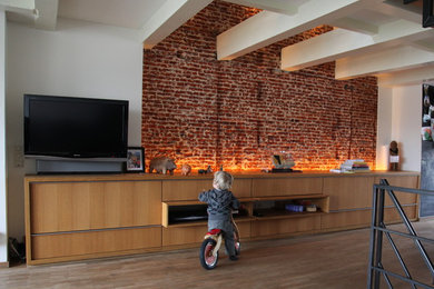 Trendy living room photo in Amsterdam