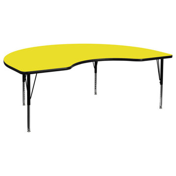 48''Wx72''L Kidney Yellow Hp Laminate Activity Table