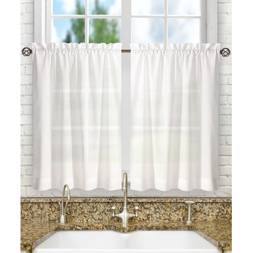 Ellis Curtain Stacey Tailored Tier Pair Curtains, White, 56"x36"