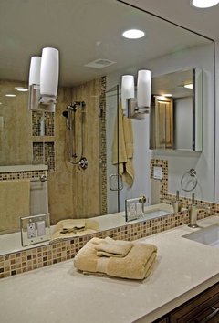 Antique mirror backsplash with antique mirror electrical outlet cover to match antique mirror backsplash. help with mirror placement