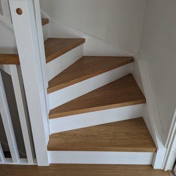 White and oak staircase cladding and new oak floor board | Essex IG10