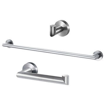 Transolid Turin 3-Piece Bathroom Accessory Kit, Brushed Stainless