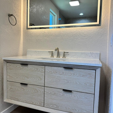 Contemporary Gray Bathroom with Floating Vanity