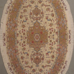 Persian Tabriz Rug 4'6 X 7' - Area Rugs