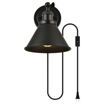 Living District Blaise 1-Light Black Plug in Wall Sconce